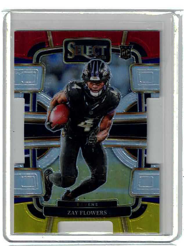 2023-24 Panini Select - Zay Flowers, Ravens RC White and Blue Die-Cut
