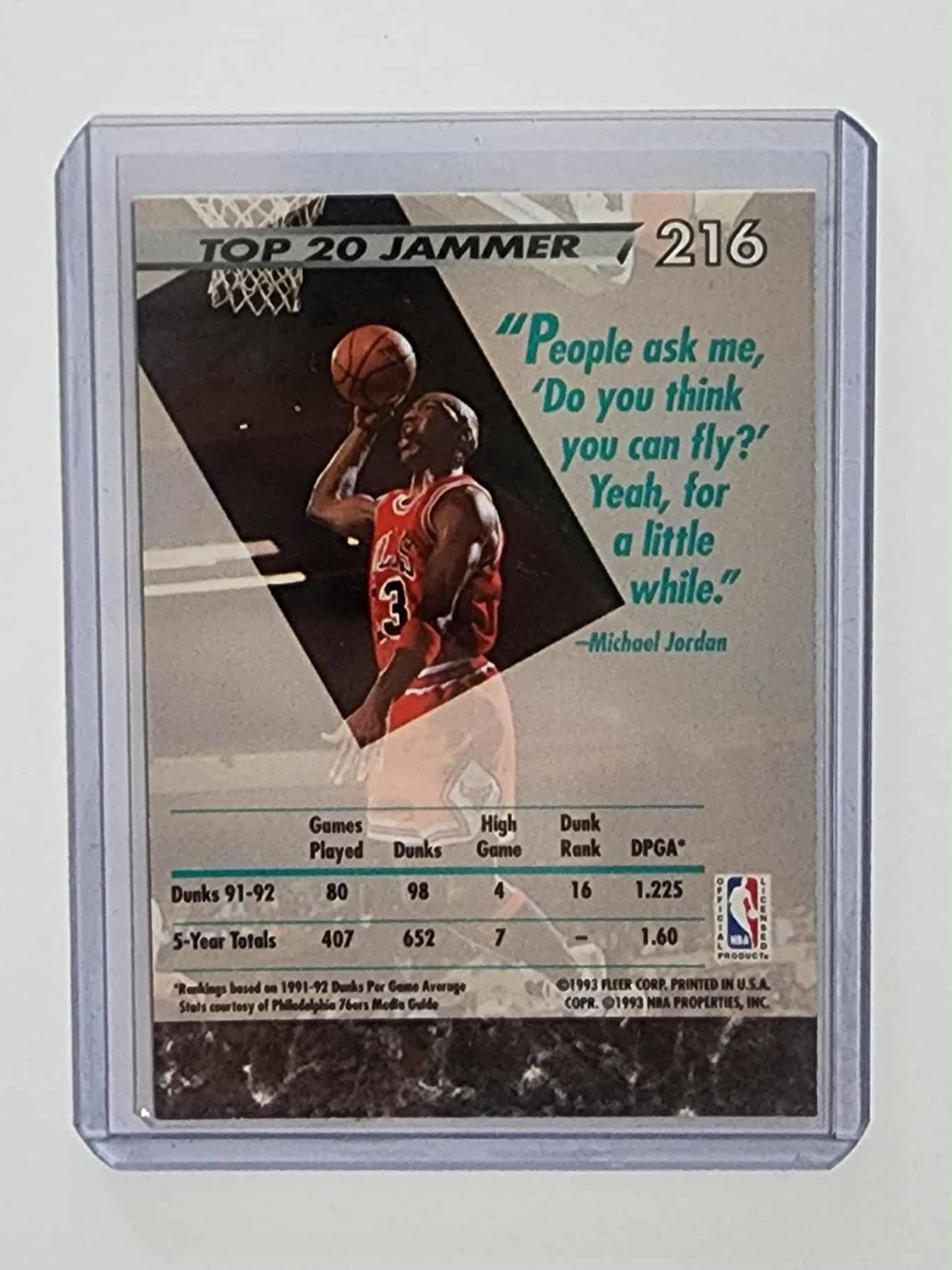 1992-93 FLEER ULTRA #216 MICHAEL JORDAN NBA JAM SESSION