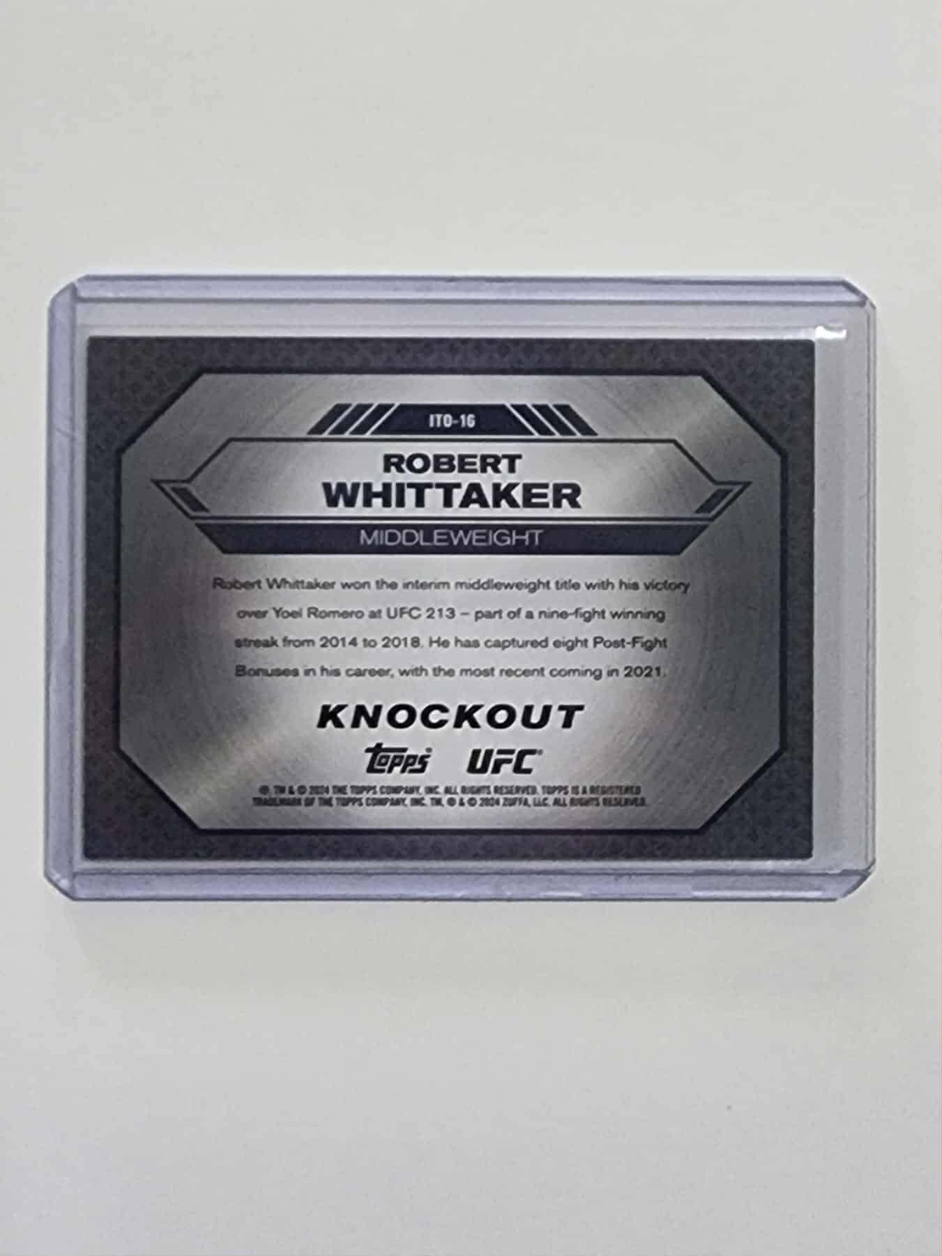 2024 Topps UFC Knockout Inside the Octagon RED /25 Robert Whittaker #ITO-16