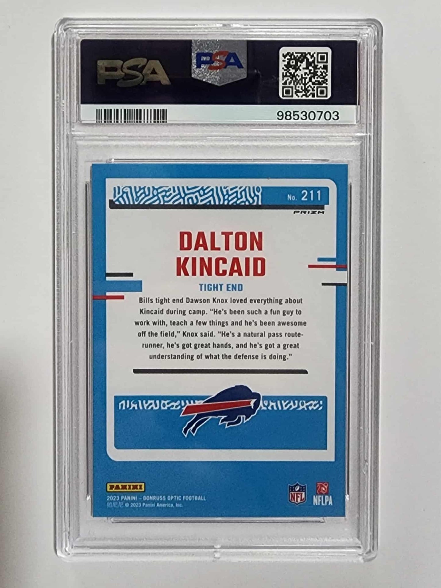 2023 Donruss Optic Dalton Kincaid Rated Rookies Purple Shock PSA 9 Rookie RC