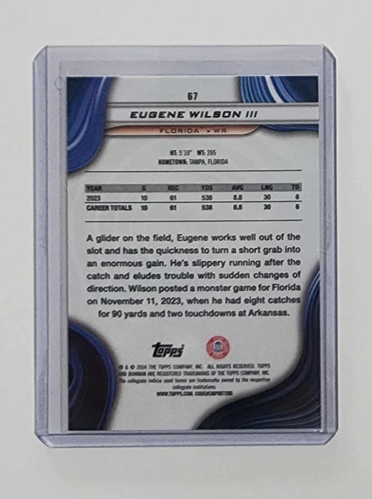 2024 Bowman U Best Purple Refractor/125 Eugene Wilson III #67 Florida Gators