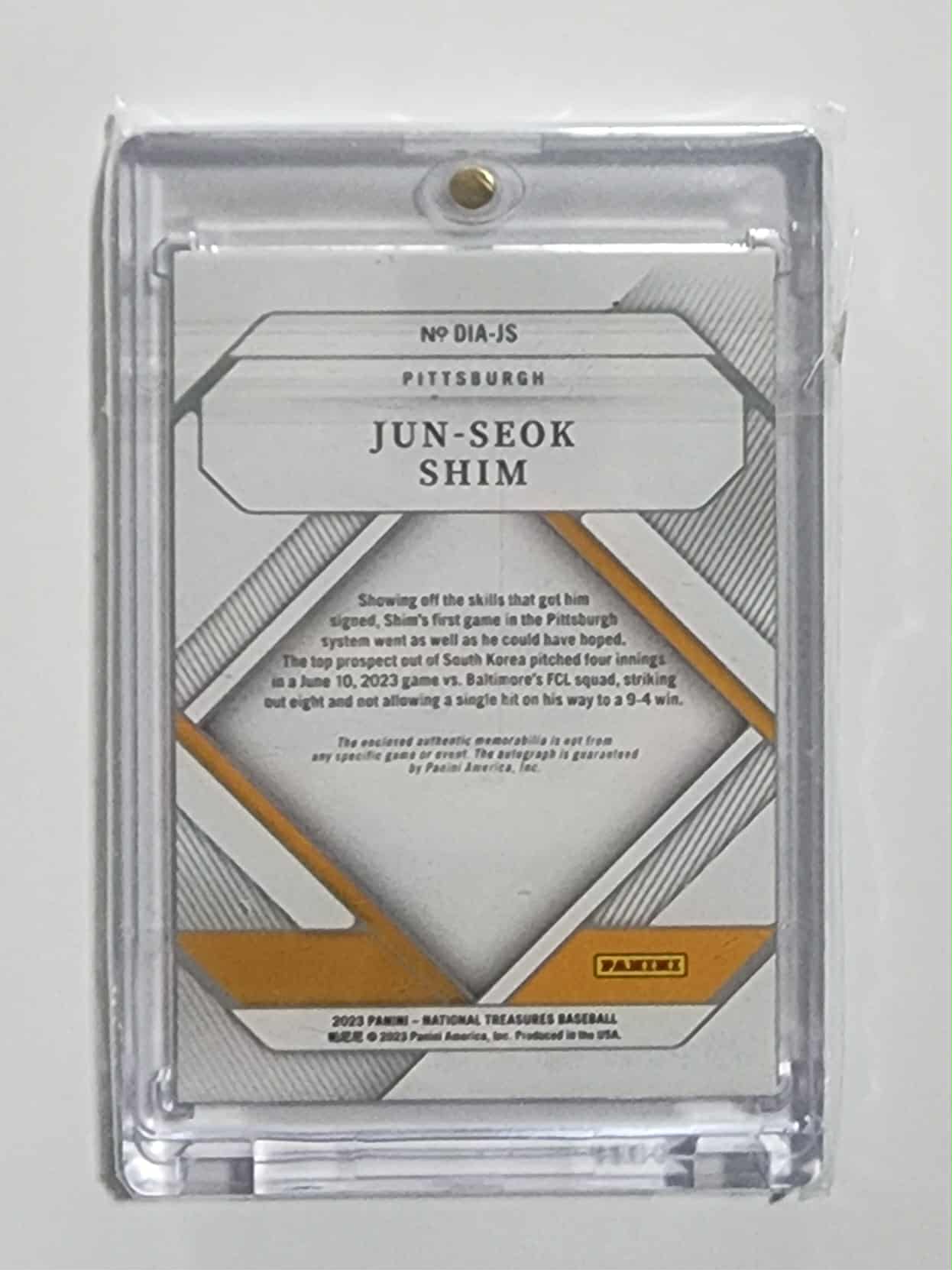 JUN-SEOK SHIM 2023 National Treasures DIA-JS Diamond Autographs Patch Auto /99