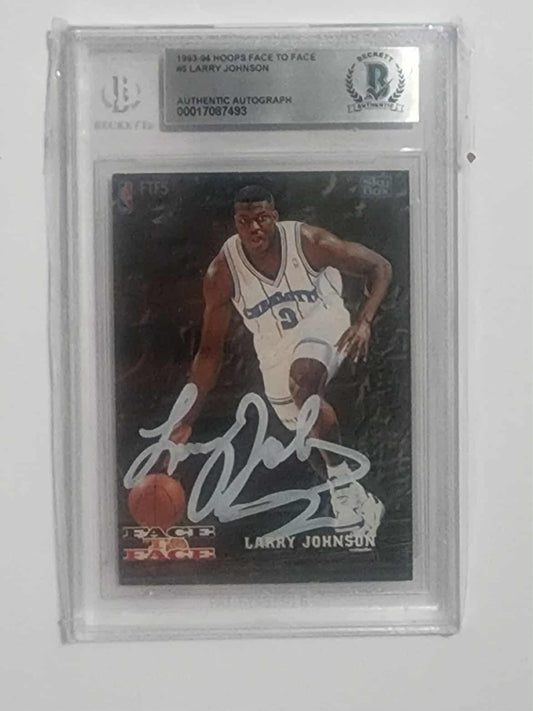 1994 hoops face to face Larry Johnston on card auto bgs authentic