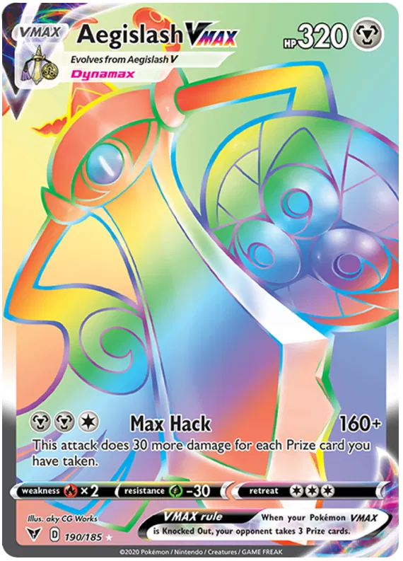 Pokémon TCG Aegislash VMAX Vivid Voltage 190/185 Holo Secret Rare NM
