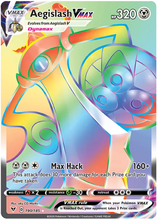 Pokémon TCG Aegislash VMAX Vivid Voltage 190/185 Holo Secret Rare NM