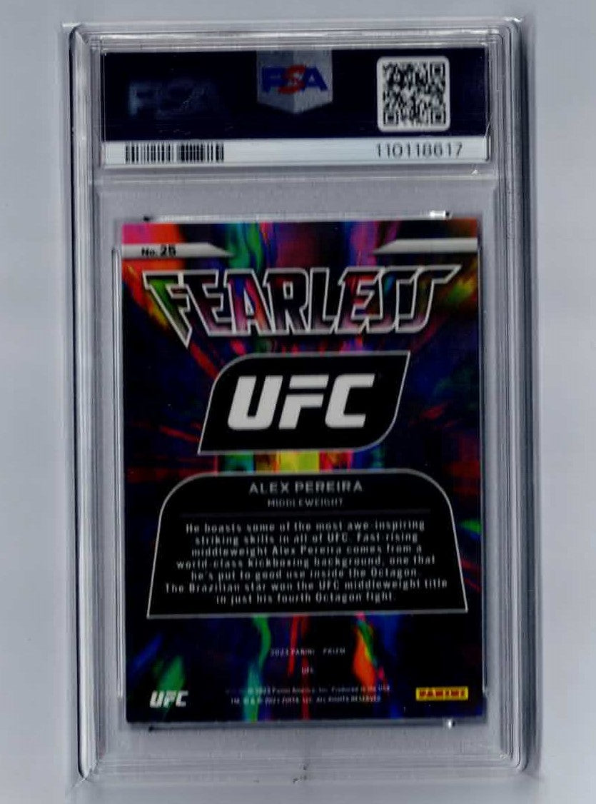 Alex Pereira Rookie Fearless Silver Prizm - 2023 Panini Prizm UFC #25 - PSA 10