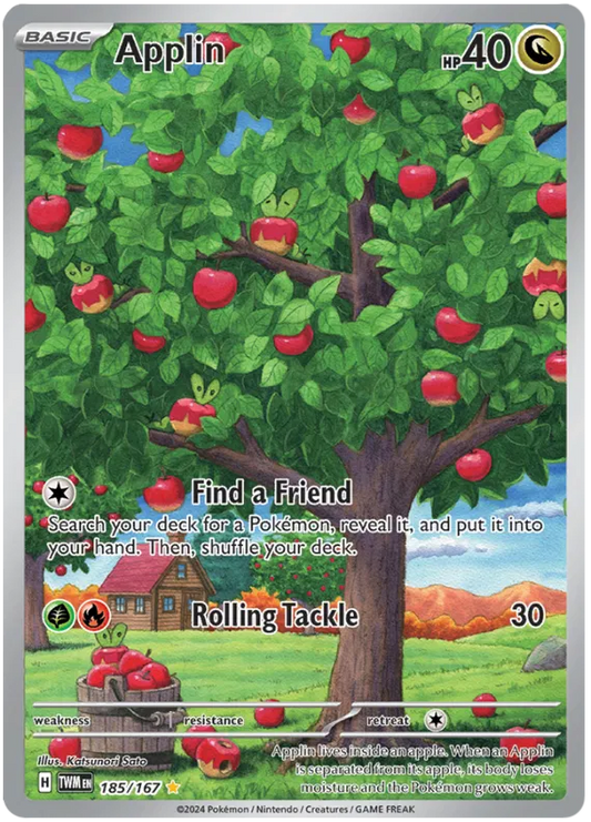 Applin 185/167 - Twilight Masquerade - Pokemon Card - NM - Illustration Rare