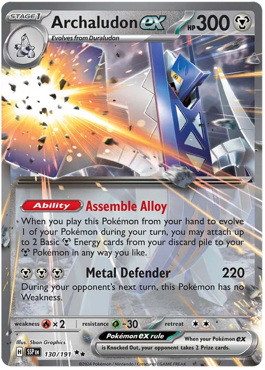 Archaludon ex - 130/191 - Double Rare - Surging Sparks - Pokemon Card - NM/M