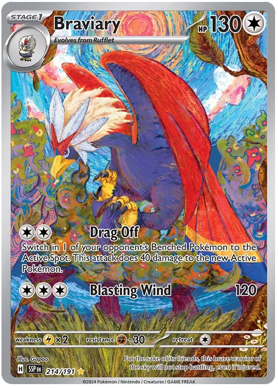 Braviary - 214/191 - Illustration Rare - Surging Sparks - Pokemon TCG Card