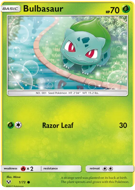 Pokemon Shining Legends 1/73 Bulbasaur Reverse Holo NM