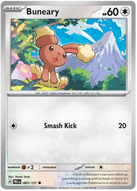 Buneary 083/131 Master ball Reverse Holo Prismatic Evolutions Pokemon NM/M