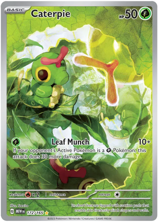 Pokémon TCG Caterpie Scarlet & Violet-151 172/165 Holo Illustration Rare NM