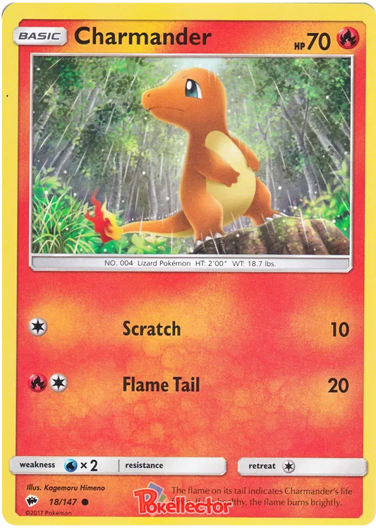 Charmander 18/147 Reverse Holo Burning Shadows Pokemon Card NM