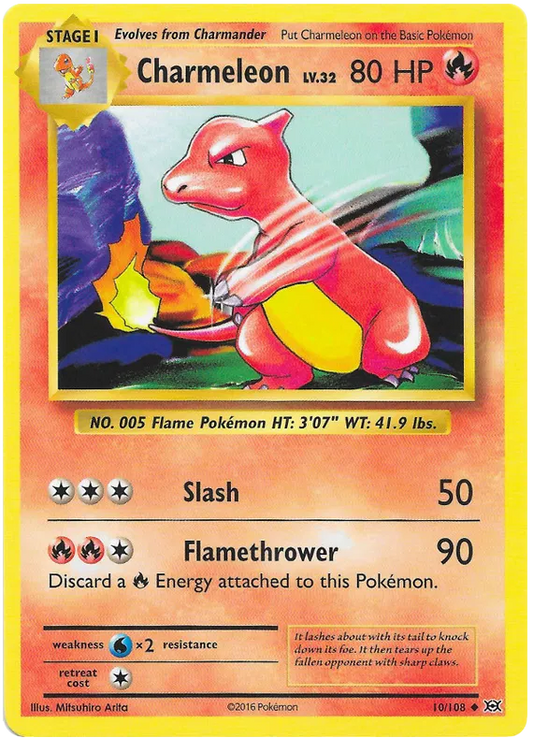 Charmeleon - 10/108 - Reverse Holo Uncommon - XY Evolutions