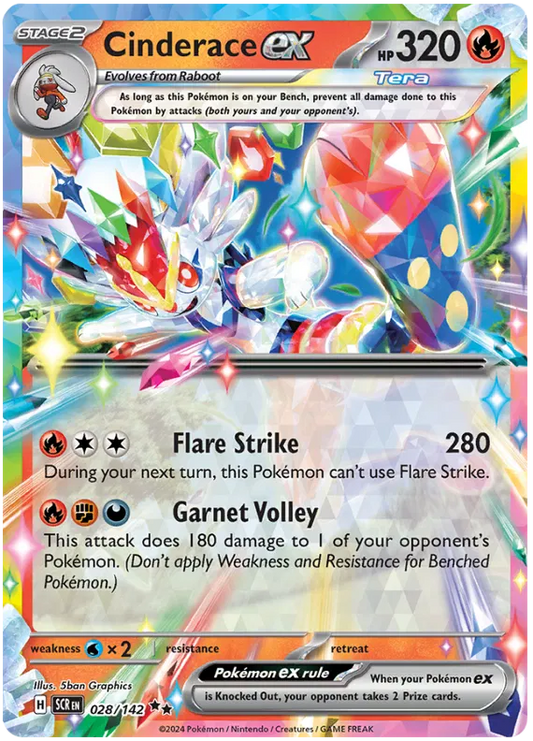 Cinderace ex 028/142 Stellar Crown SCR Pokemon Card NM