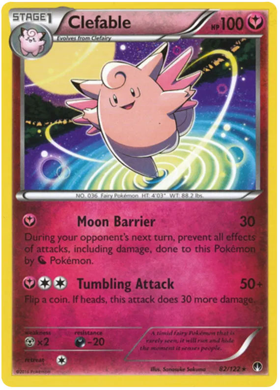 Clefable - 82/122 - Rare Reverse Holo - BREAKpoint - Pokemon Card NM/M