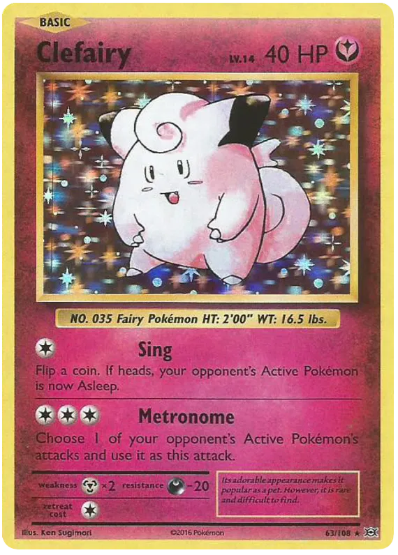 Pokemon TCG Cards Clefairy 63/108 Evolutions Holo Rare NM
