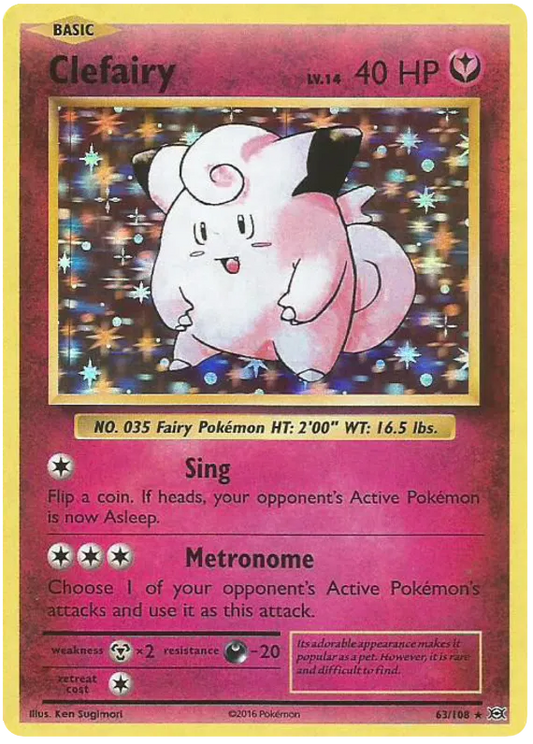 Pokemon TCG Cards Clefairy 63/108 Evolutions Holo Rare NM
