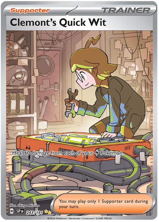 Clemont's Quick Wit 243/191 - SIR Pokemon TCG Surging Sparks 2024 - NM