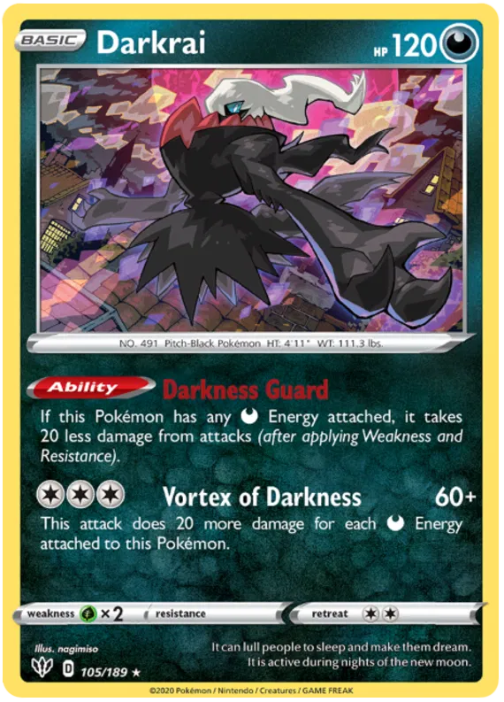 Darkrai - 105/189 - Reverse Holo - Darkness Ablaze - NM