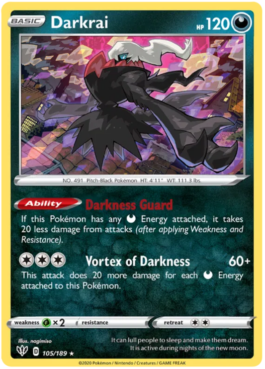 Darkrai - 105/189 - Reverse Holo - Darkness Ablaze - NM