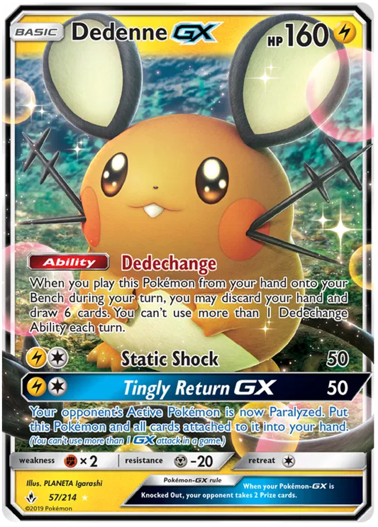 Pokémon TCG Dedenne GX Pokemon 195 A/214 Holo Promo And Dedenne GX 57/214 2019 NM