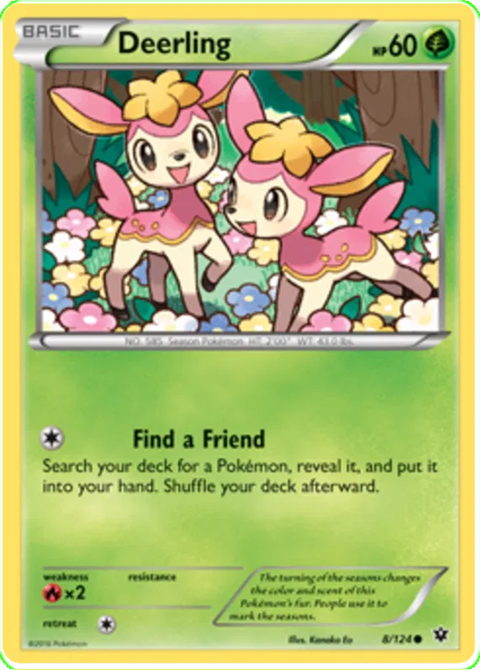 Deerling 8/124 Reverse Holo Fates Collide Pokemon Card NM