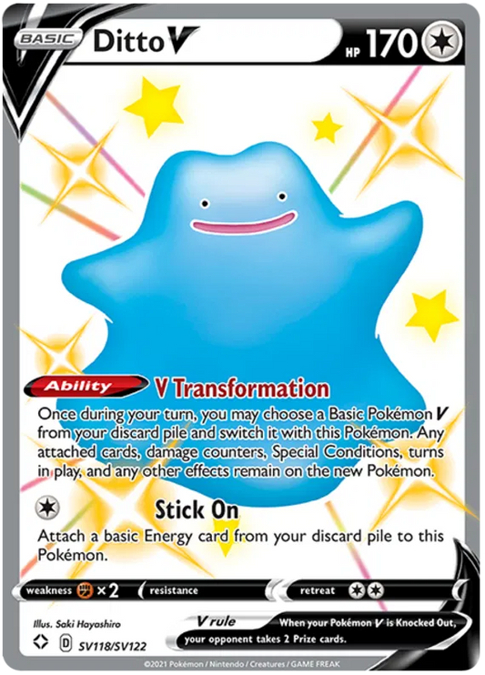 Pokémon TCG Ditto V Shining Fates Sv118/Sv122 Shiny Holo Rare NM/M