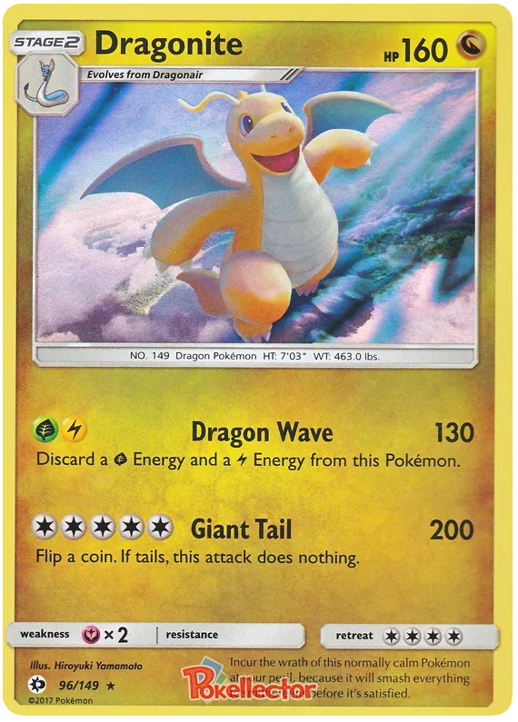 Pokemon TCG Cards Dragonite 96/149 Sun & Moon Base Reverse Holo Rare NM