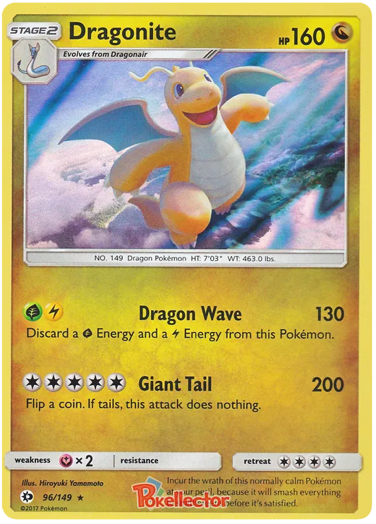 Pokemon TCG Cards Dragonite 96/149 Sun & Moon Base Reverse Holo Rare NM