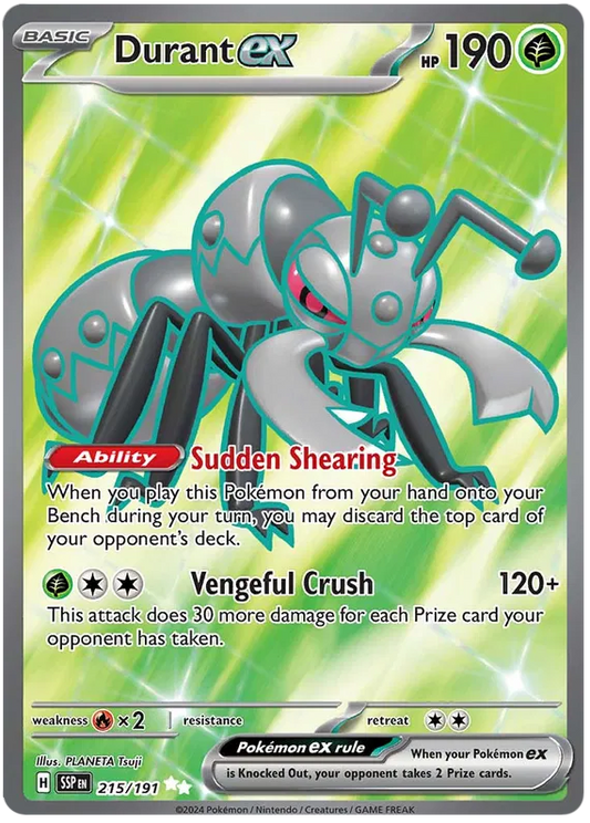 Durant ex 215/191 - Pokemon TCG SV08: Surging Sparks - Full Art Ultra Rare (NM)