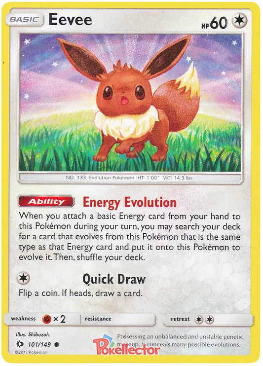 Eevee - 101/149 - Reverse Holo Common - Sun & Moon Base - Pokemon Card NM/M