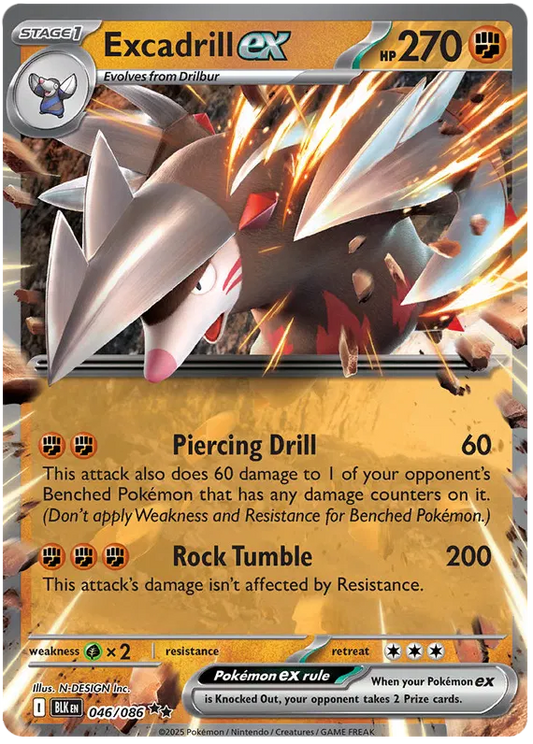 Excadrill ex - 046/086 - Ultra Rare - Black Bolt BLK - NM/M