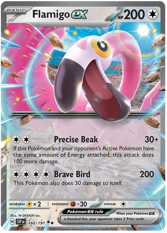 Flamigo ex 160/191 Double Rare Pokemon TCG Surging Sparks NM