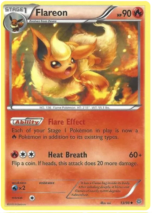 Flareon 13/98 Pokemon XY: Ancient Origins - Reverse Holo - Uncommon NM/M