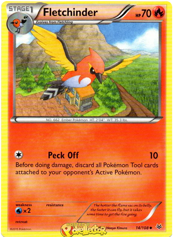 Pokemon TCG Card - XY Roaring Skies Reverse Holo Foil - Fletchinder 14/108 NM/M