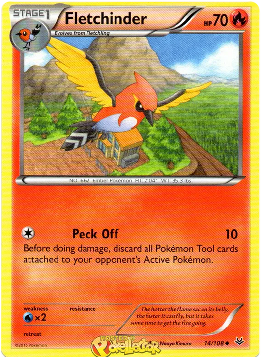 Pokemon TCG Card - XY Roaring Skies Reverse Holo Foil - Fletchinder 14/108 NM/M