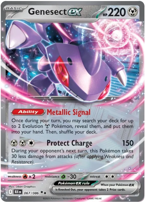 Pokemon TCG Genesect ex 067/086 Holo Double Rare Black Bolt NM/M