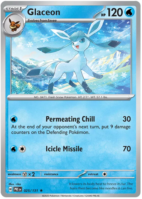 Pokemon TCG 25/131 Glaceon Pokeball Reverse Holo rare NM