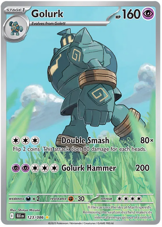 Pokemon TCG Golurk 123/086 Black Bolt Illustration Rare English NM/M