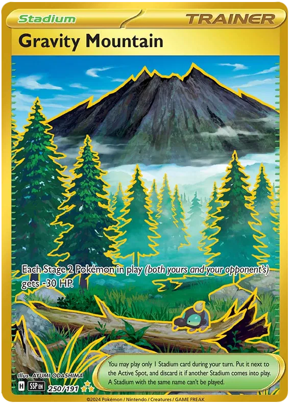 Gravity Mountain Trainer Gold Hyper Rare 250/191 Pokemon SV Surging Sparks NM M