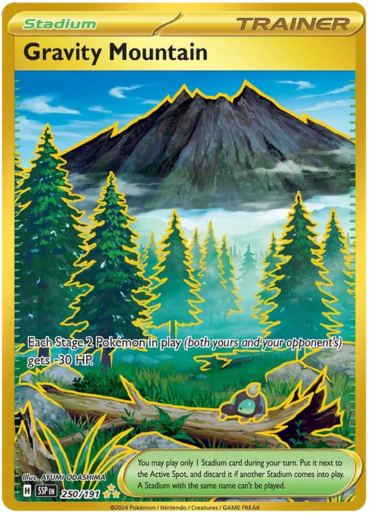 Gravity Mountain Trainer Gold Hyper Rare 250/191 Pokemon SV Surging Sparks NM M
