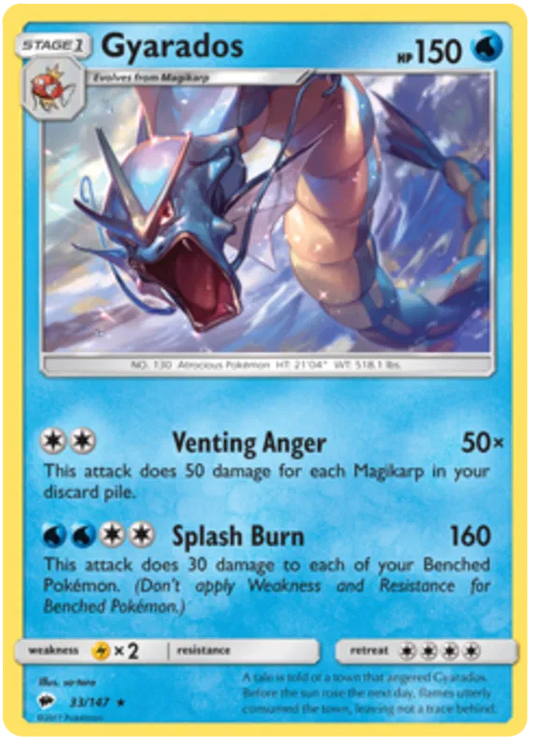 Gyarados 33/147 Reverse Holo Burning Shadows Pokemon Card NM