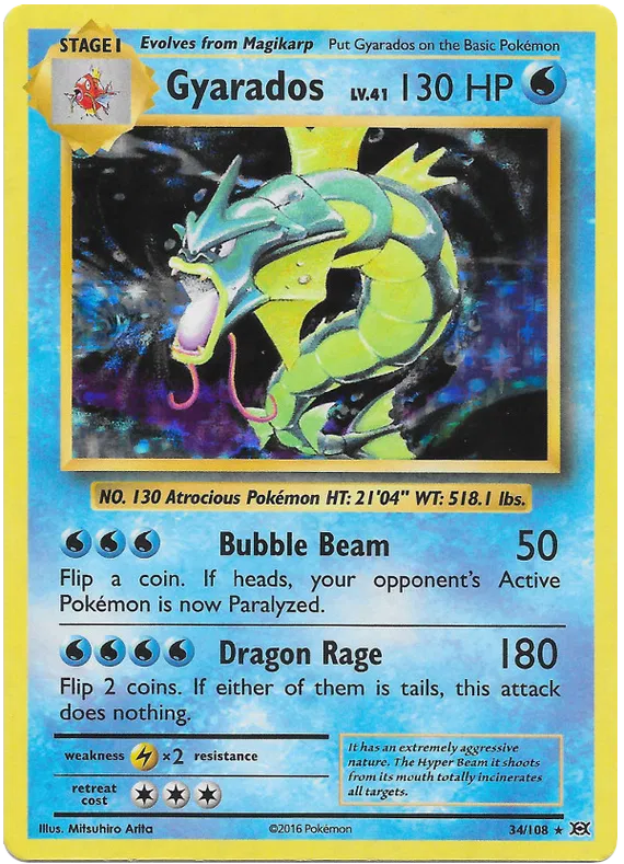 Gyarados 34/108 Reverse Holo Rare XY Evolutions Pokemon Card NM/M