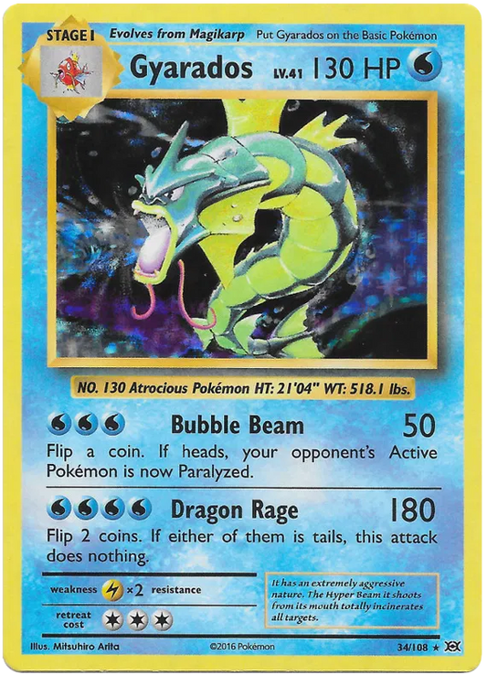 Gyarados 34/108 Reverse Holo Rare XY Evolutions Pokemon Card NM/M