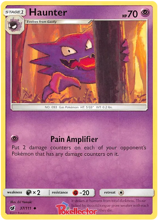 Haunter - 37/111 - Uncommon Reverse Holo - Crimson Invasion - Pokemon Card NM/M