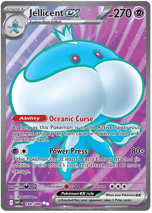 Jellicent ex - 160/086 - Ultra Rare - White Flare - Pokemon Card - NM/M