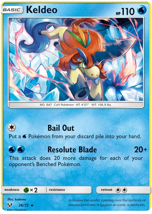 Keldeo 26/73 Holo Shining Legends Pokemon Card NM/M