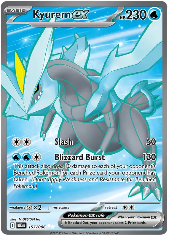 Kyurem ex - 157/086 - Ultra Rare - Black Bolt - Pokemon Card - NM/M