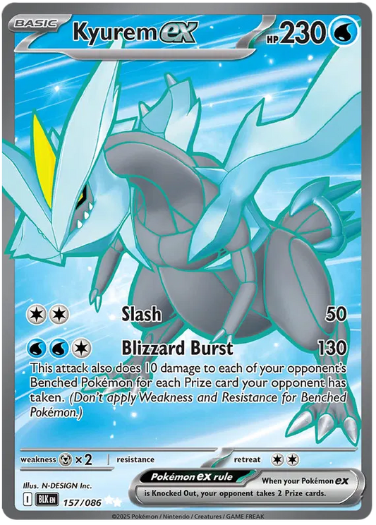 Kyurem ex - 157/086 - Ultra Rare - Black Bolt - Pokemon Card - NM/M